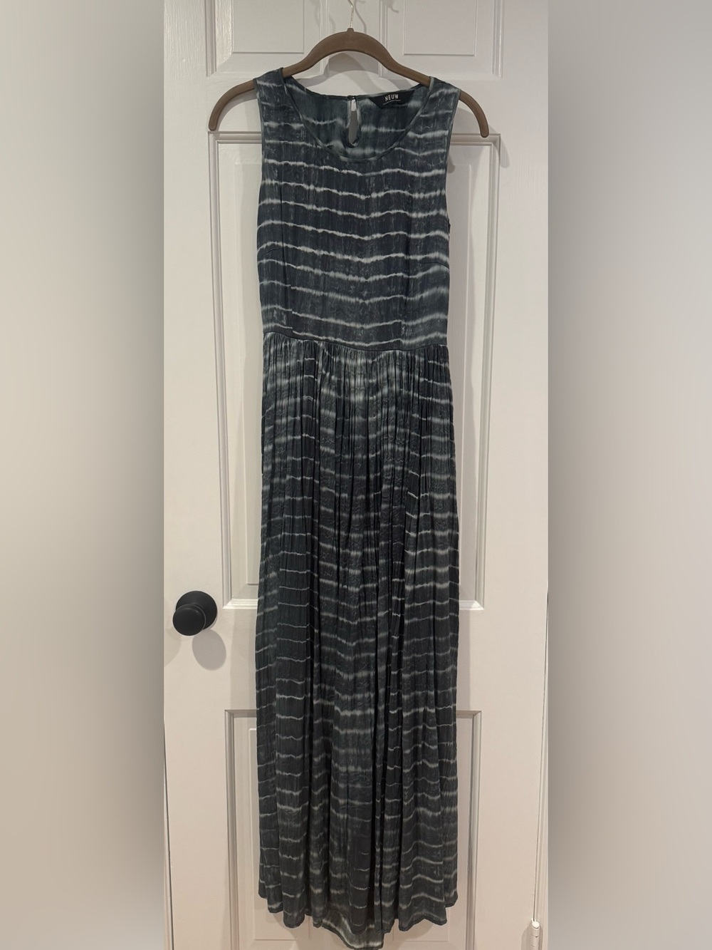 Anthropologie Neuw Blue and White Open Back Maxi Dress